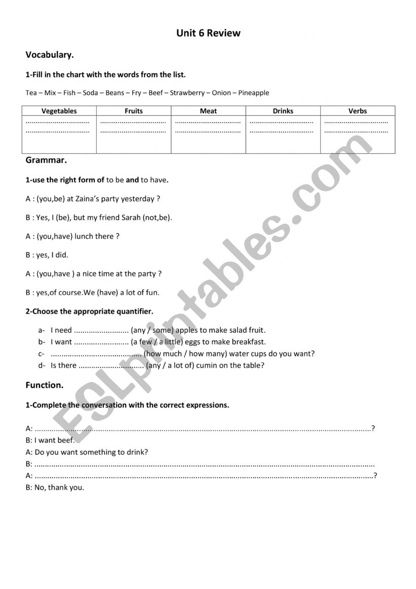 unit 6 review worksheet