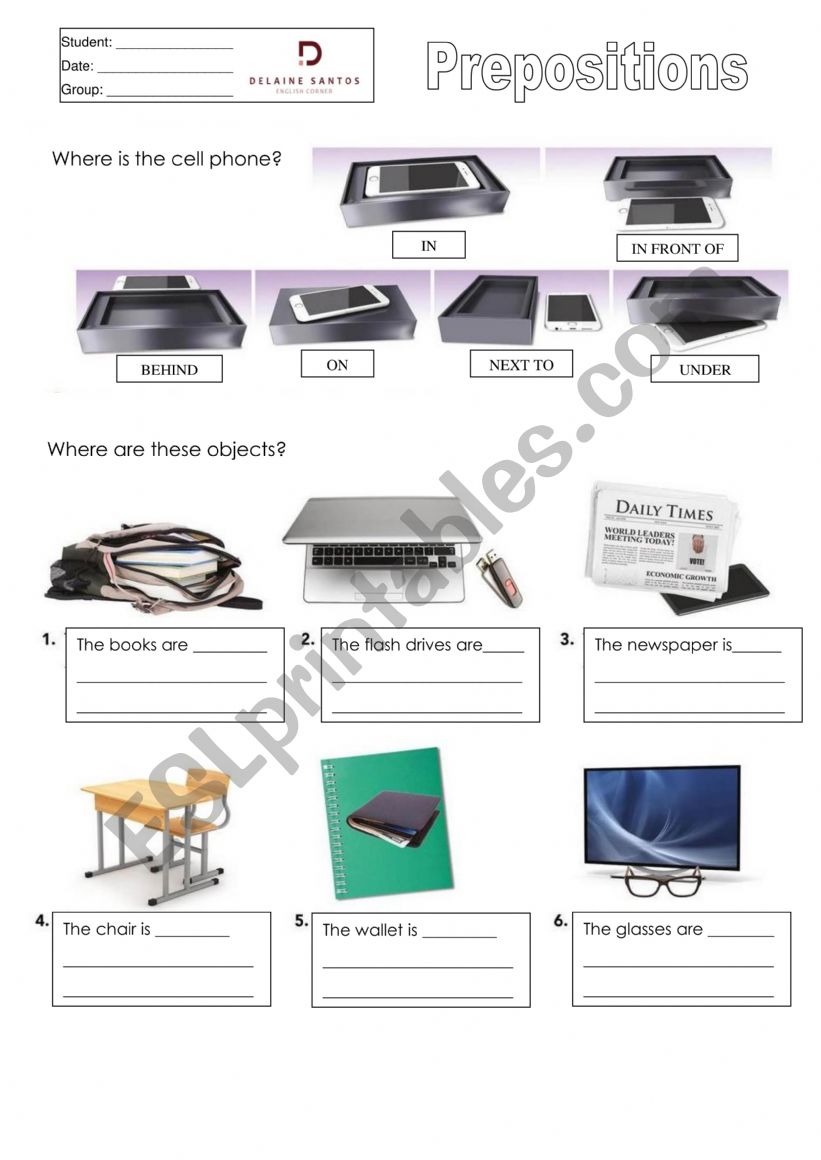 Prepositions of place worksheet