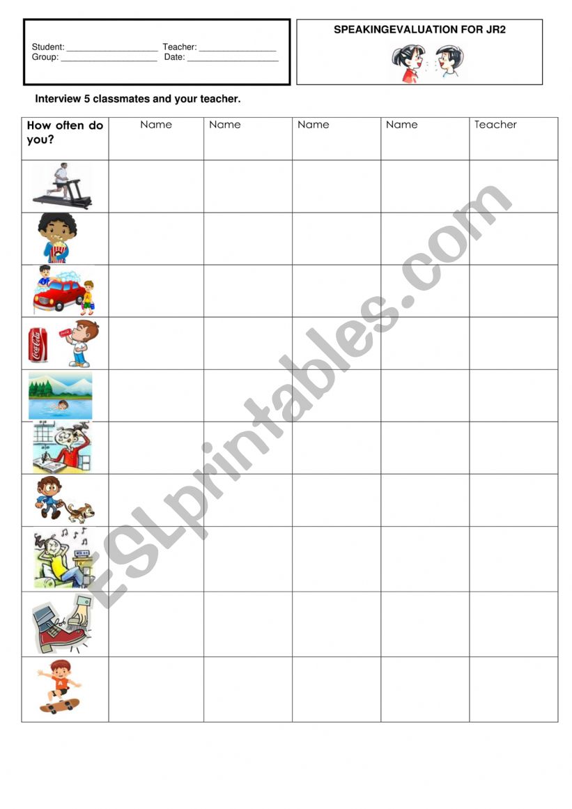 How often do you...? worksheet