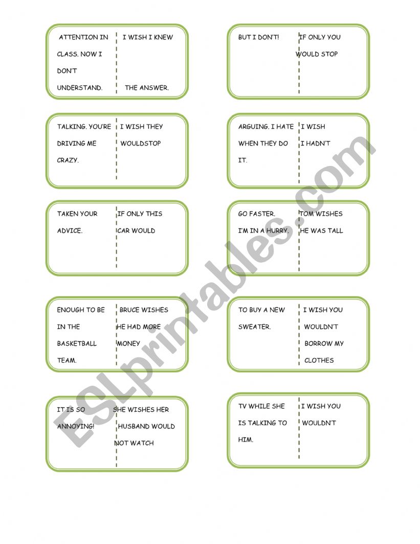 Wish - If Only DOMINO part 3 worksheet