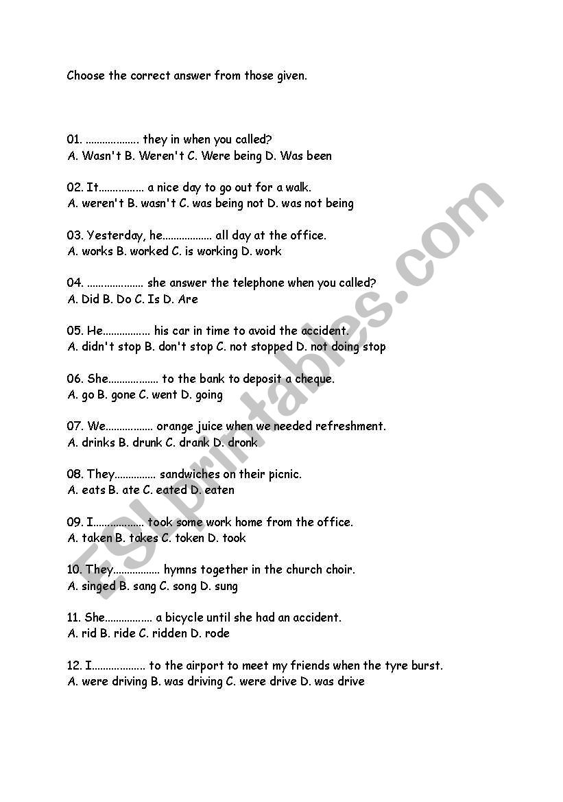 test worksheet