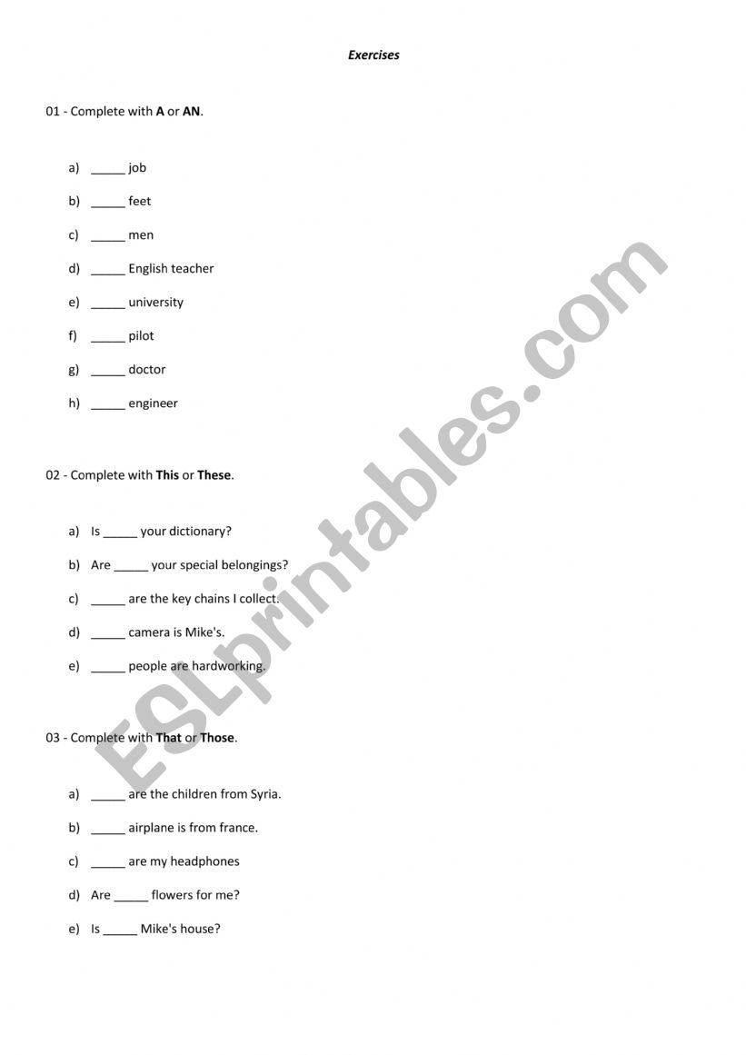 Basic Exercises  worksheet