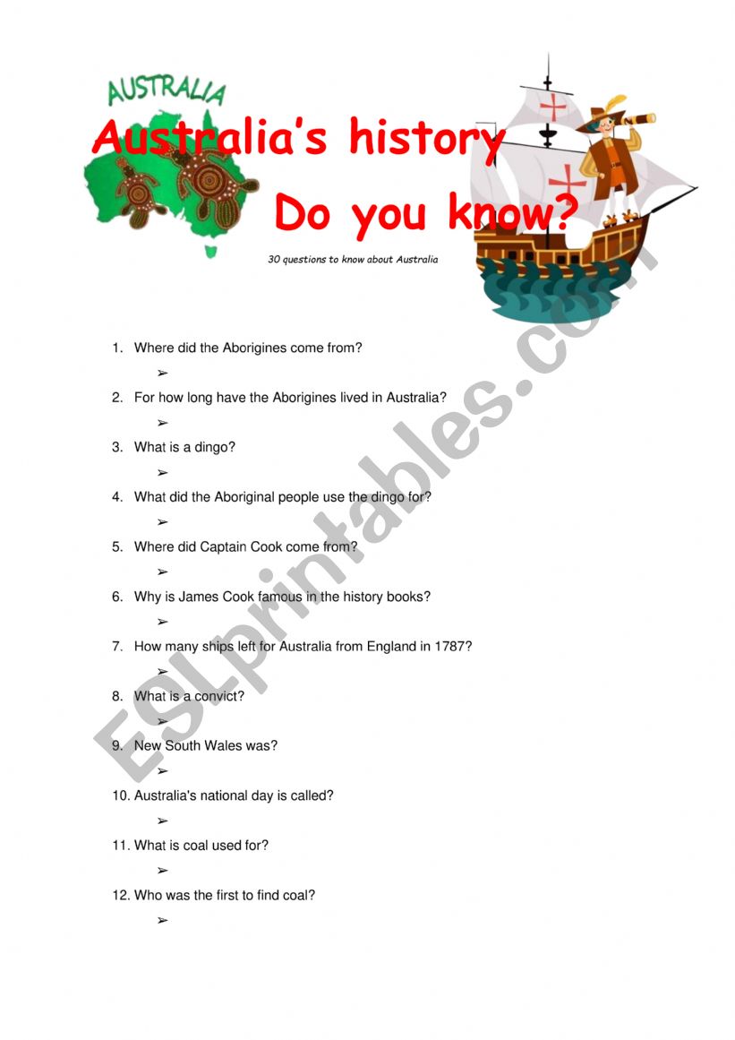 Questionnaire AustraliaÃ¯Â¿Â½s history