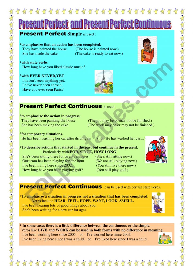 Rules for Present Perfect Continuous and Present Perfect Simple