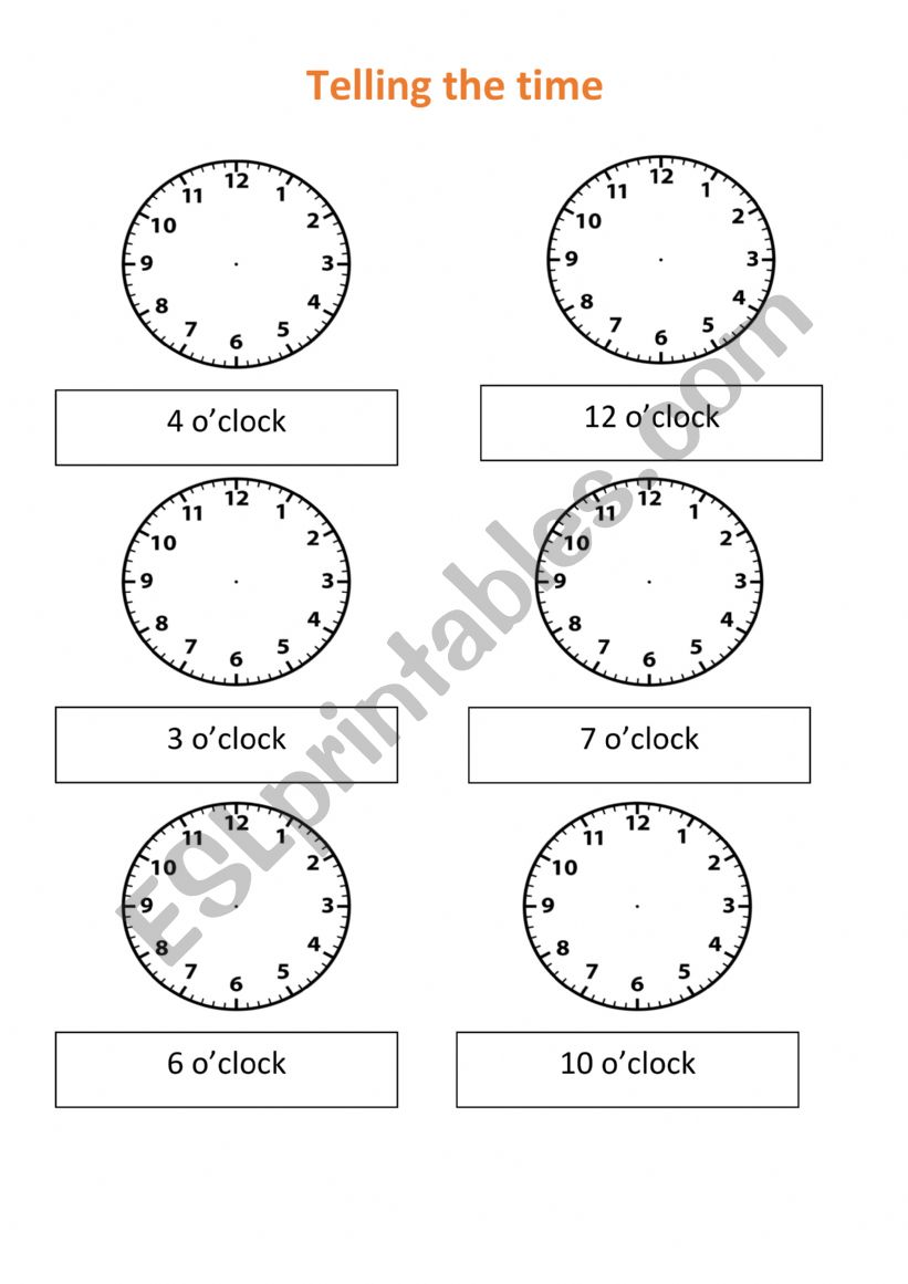 Telling the time worksheet