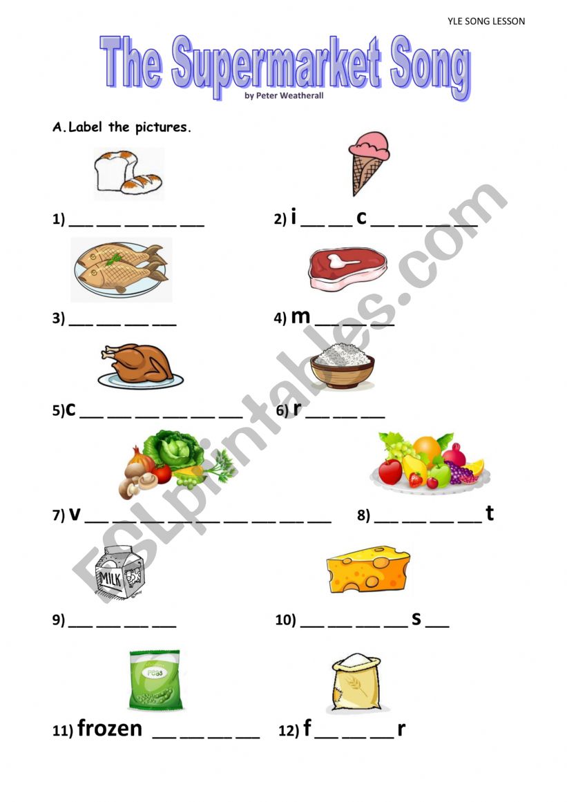 The Supermarket Song worksheet