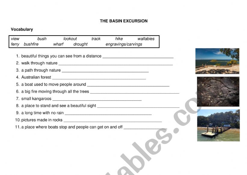 Geographical Features Vocabulary Worksheet (Australia)