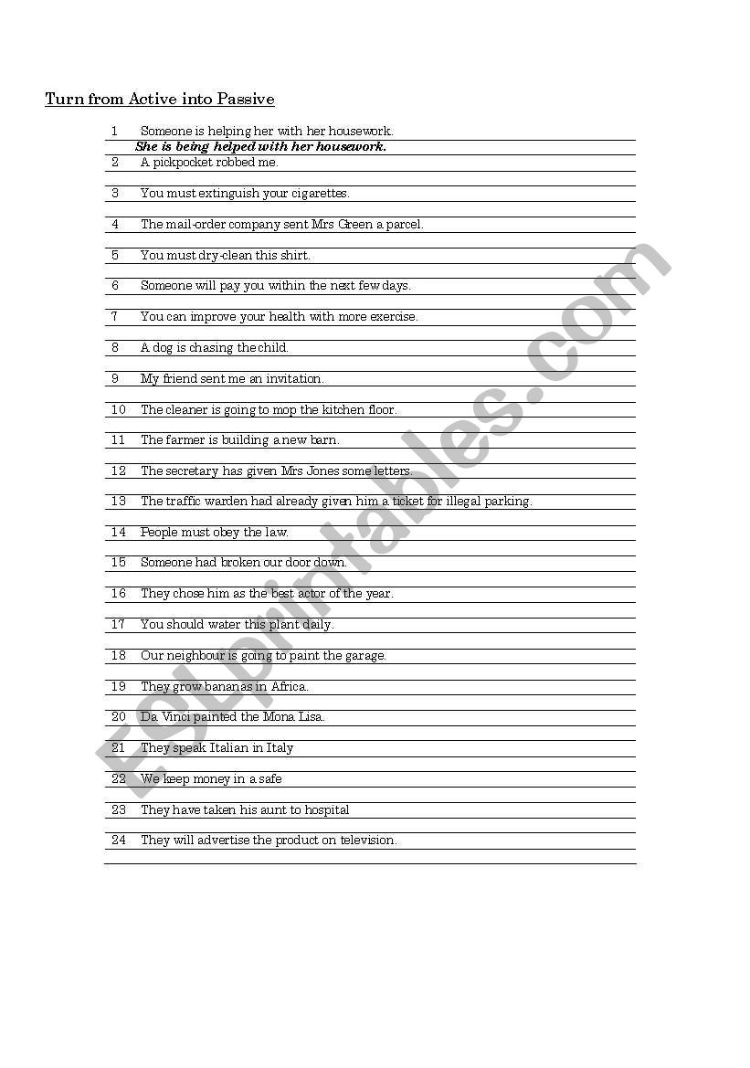 Passive Voice worksheet