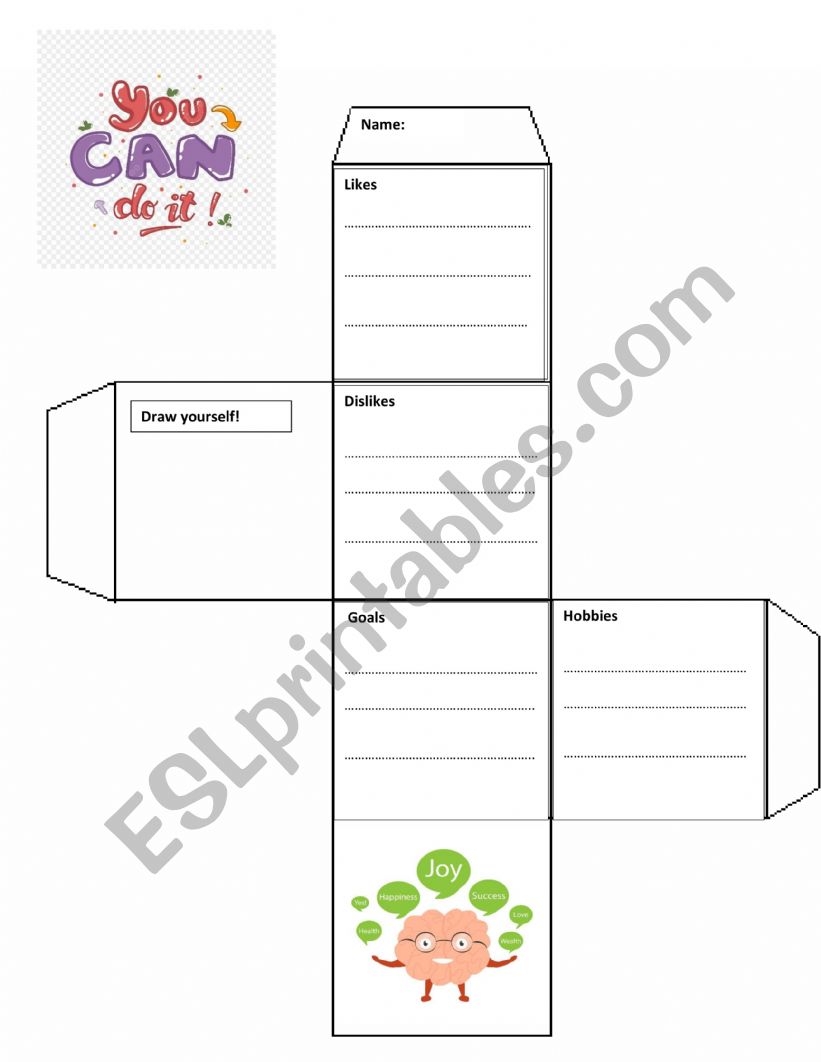 First day activity: WHO AM I? cube template