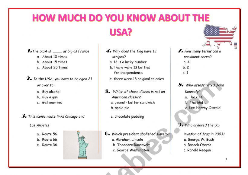 How much do you know about the USA? QUIZ