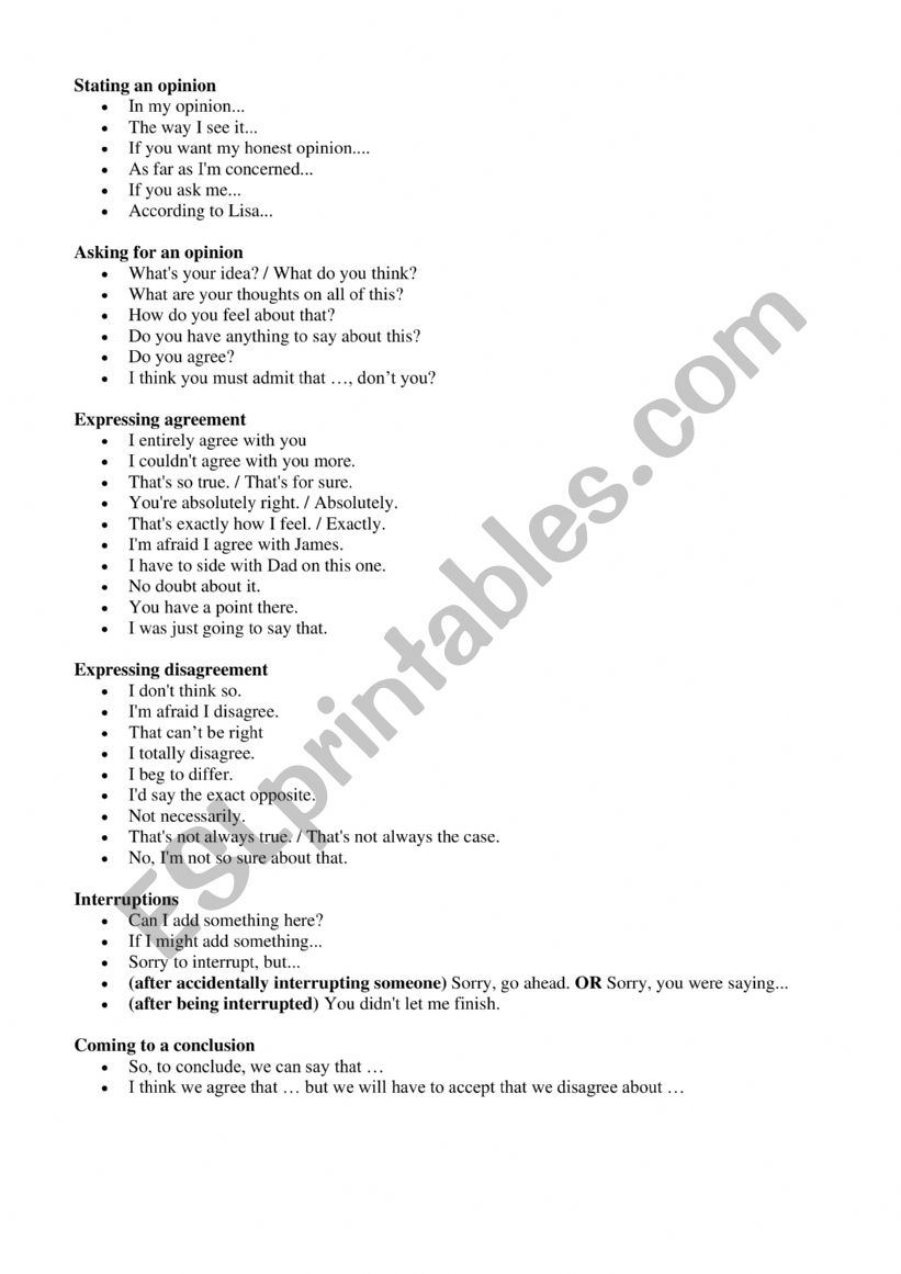 debating vocabulary worksheet