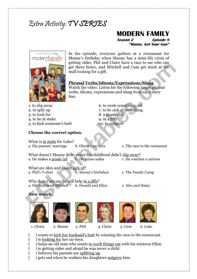 Modern Family worksheet