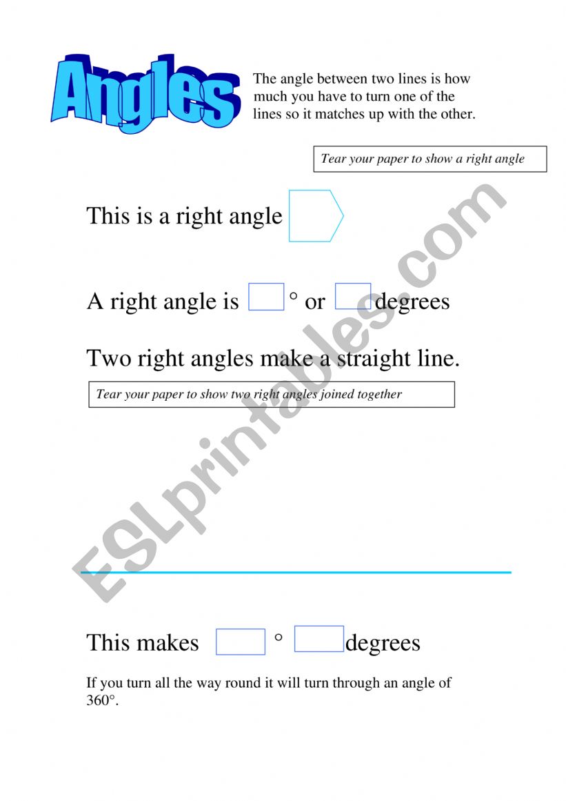 Angles  worksheet