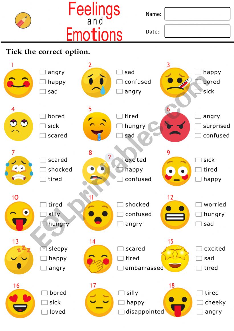 Feelings worksheet