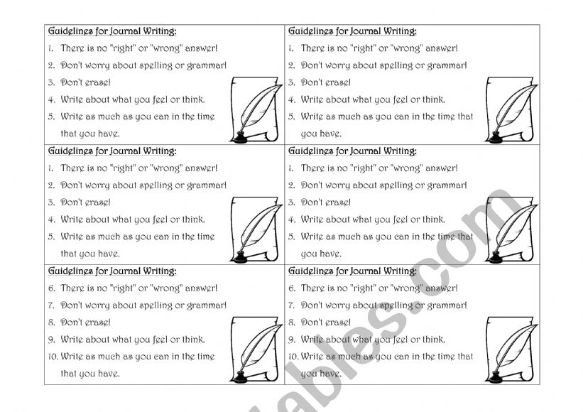 Writing Journal Guidelines and Prompts