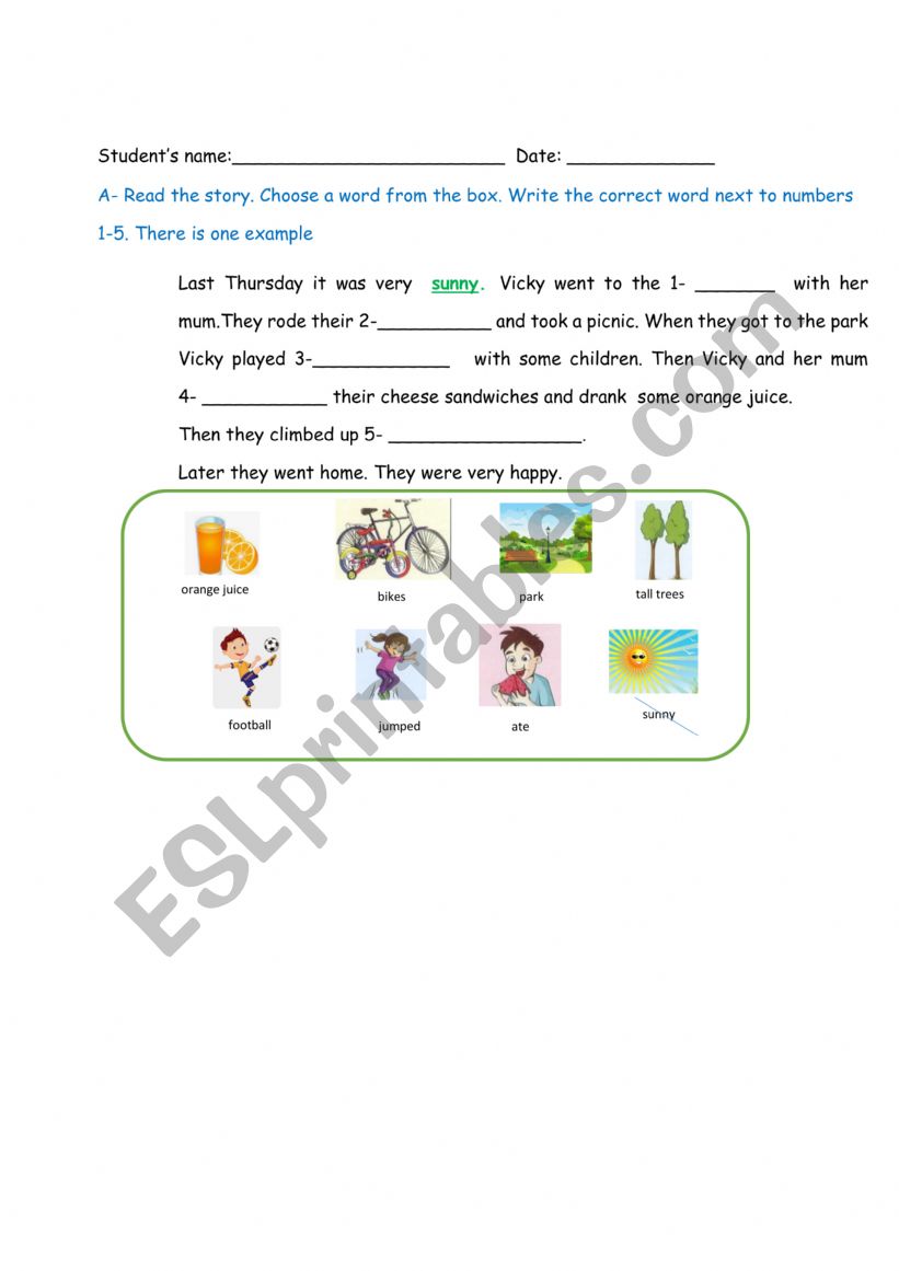 COMPLETING A TEXT worksheet