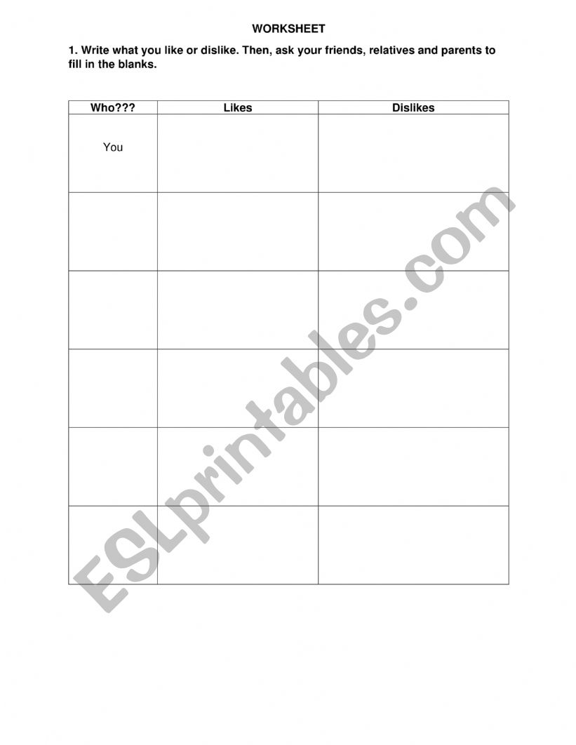 Favorite food worksheet