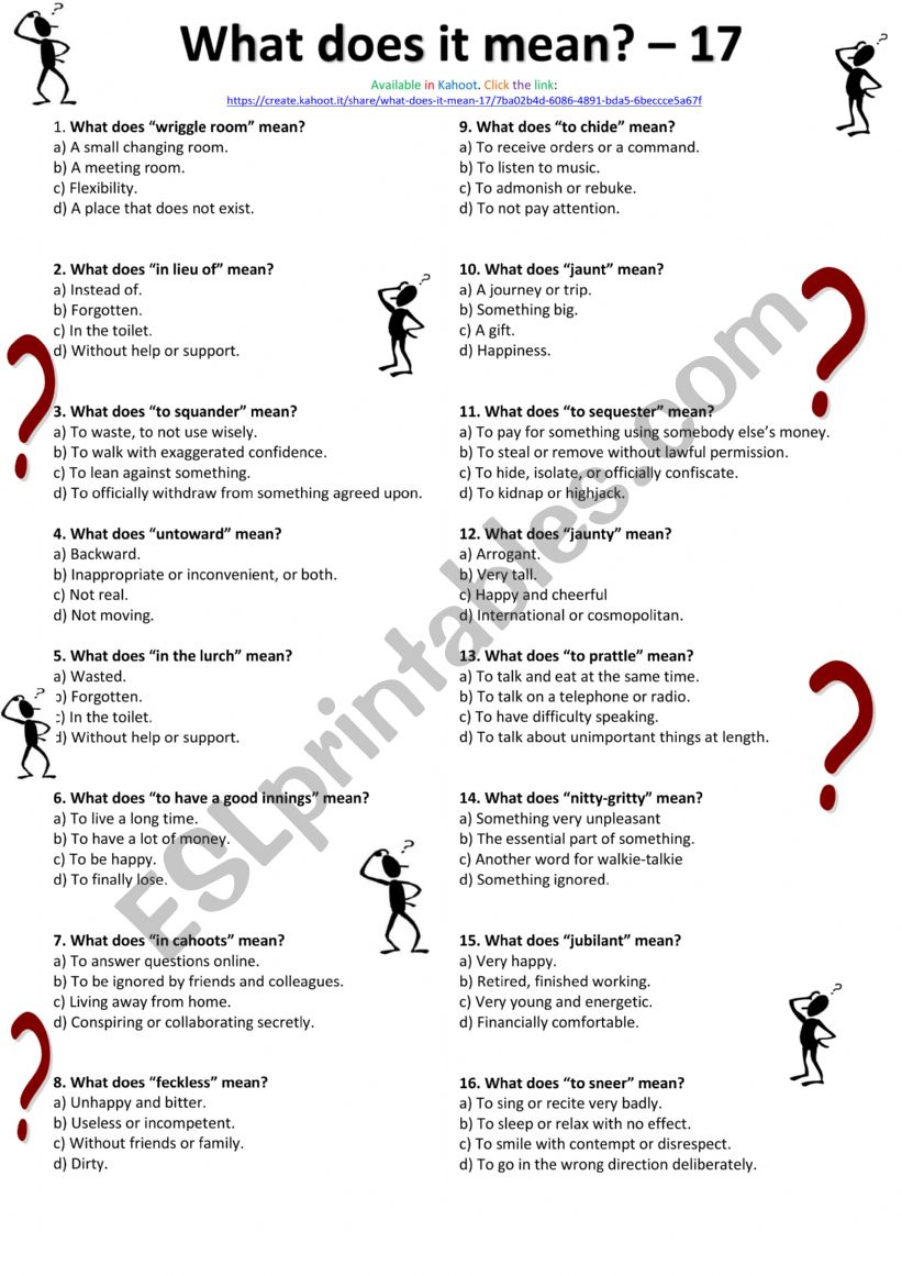 What does it Mean? 17 worksheet