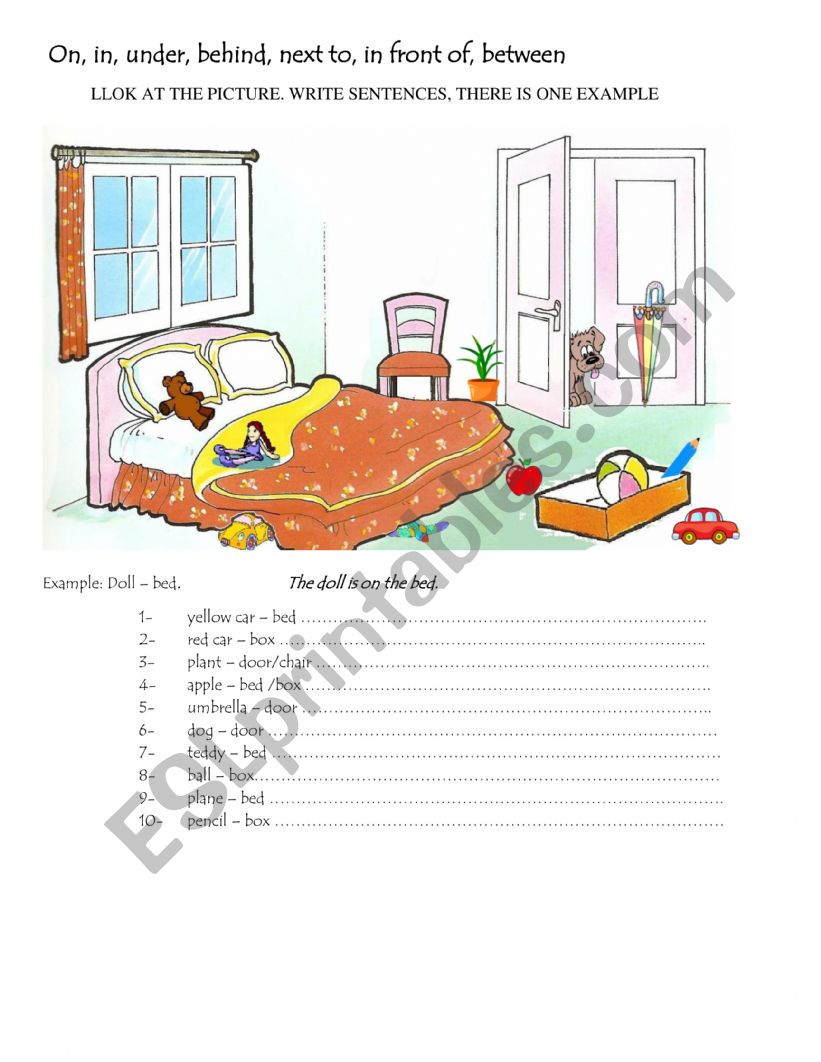 PREPOSITIONS PF ´LACE worksheet