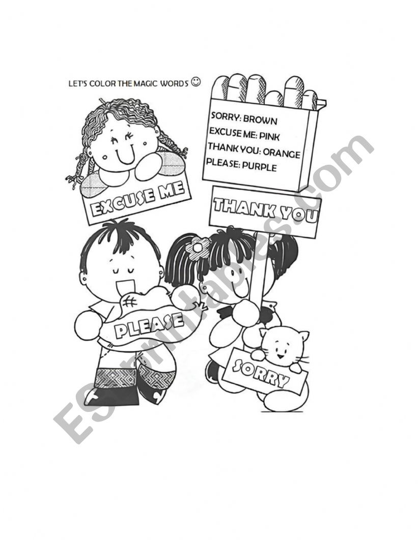 MAGIC WORDS AND COLORS worksheet
