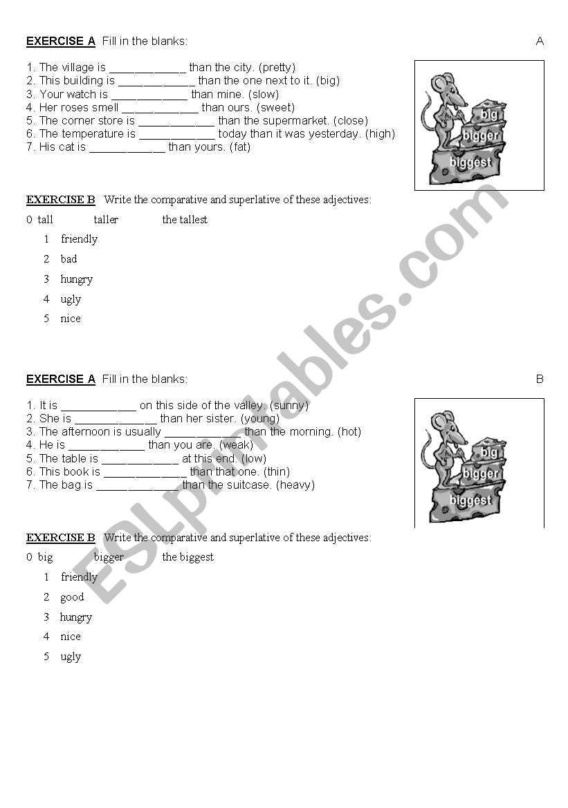 comparison of adjectives worksheet