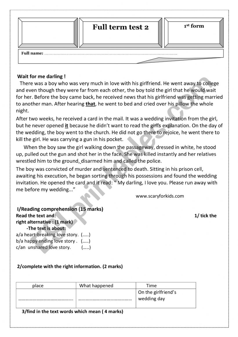 End of term test n 2 1st form