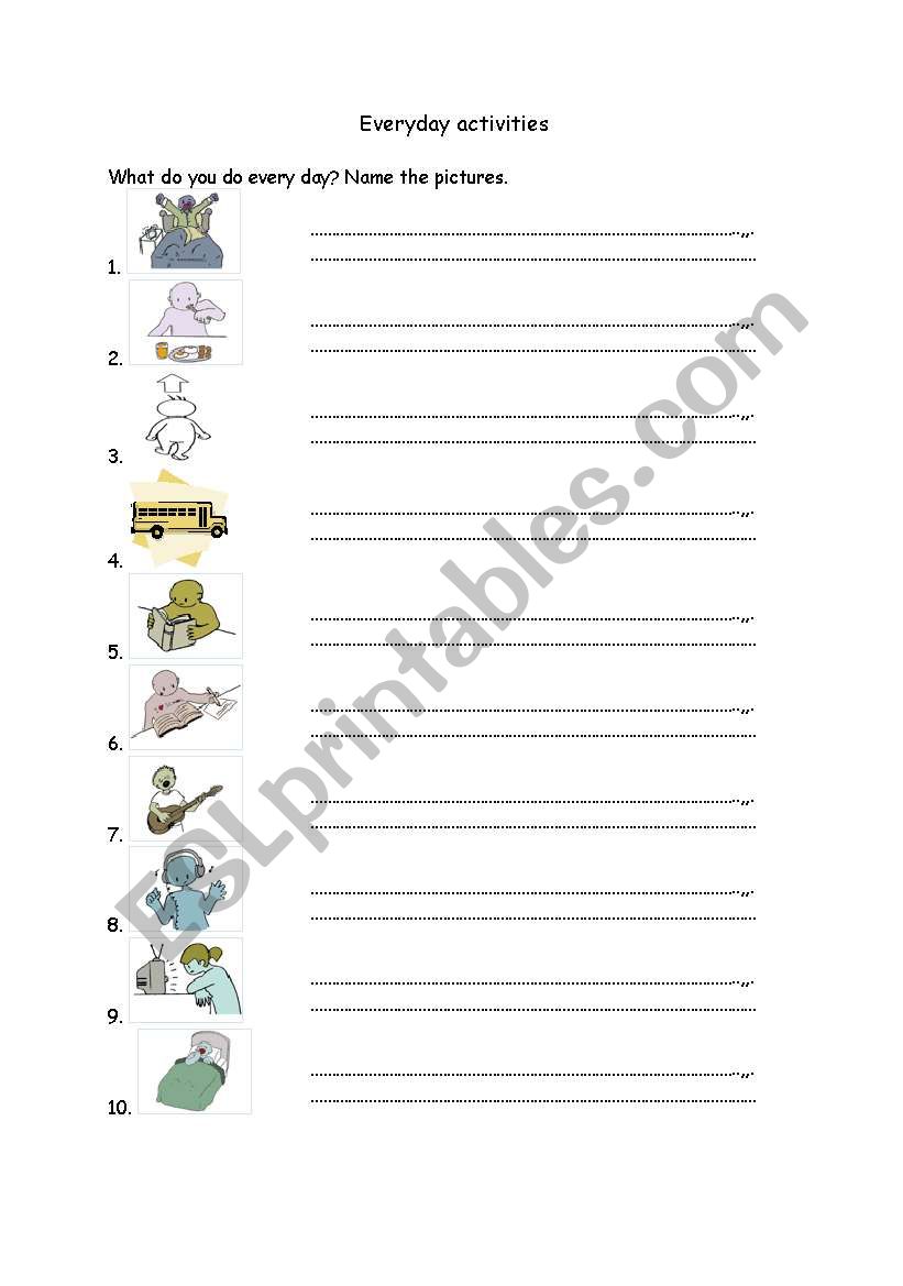 Everyday activities worksheet