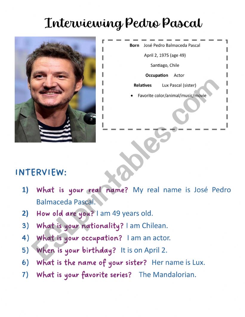 Creating an interview using verb TO BE