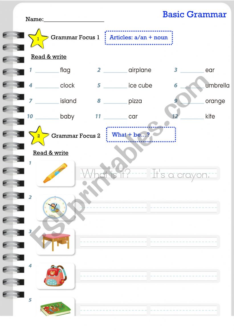 article ws worksheet