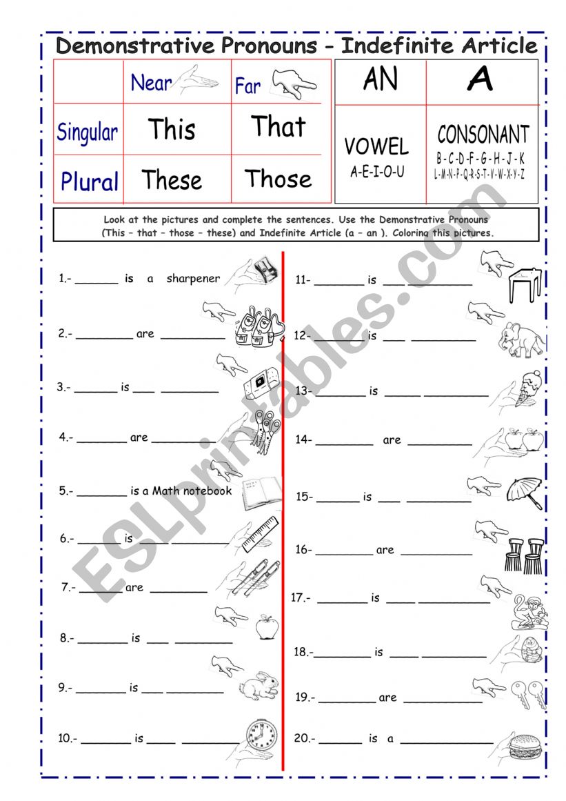 That - Those - This - These worksheet
