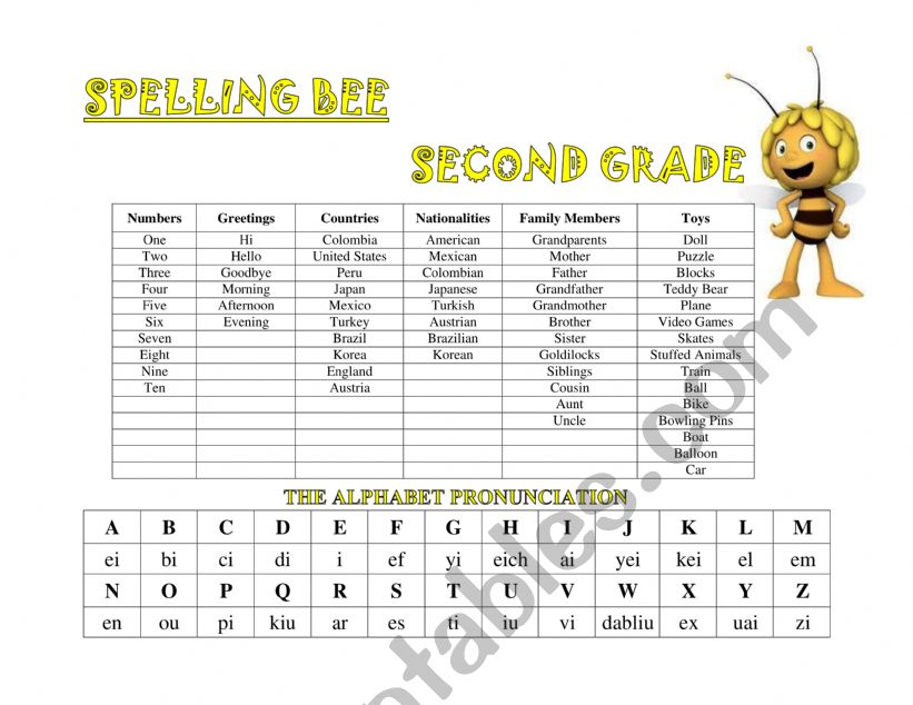 Spelling Words worksheet