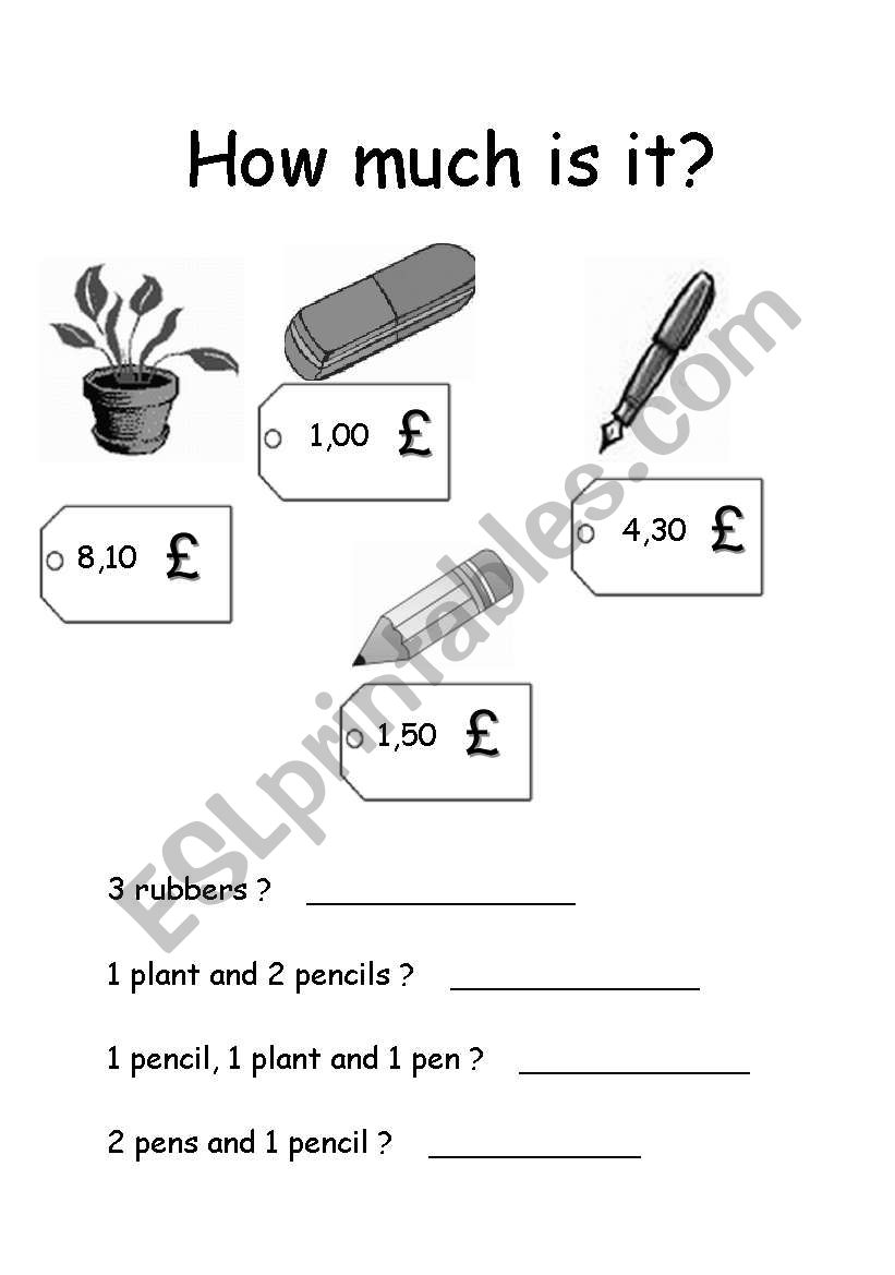 How much is it? worksheet