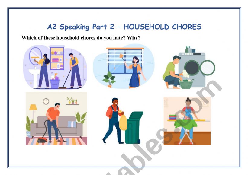 A2 KEY Cambridge Speaking Exam Part 2 and 3 HOUSEHOLD CHORES