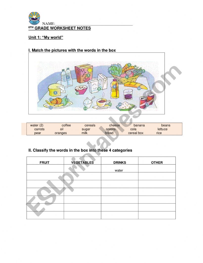 like dislike food worksheet