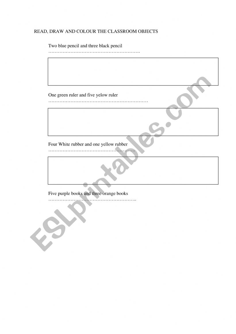 CLASSROOM OBJECTS worksheet