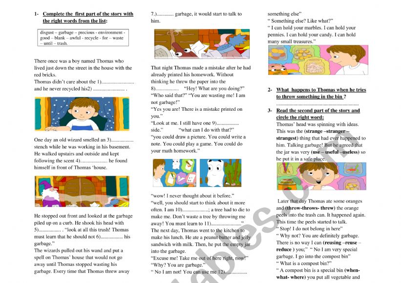 DonÃ¯Â¿Â½t waste your garbage worksheet