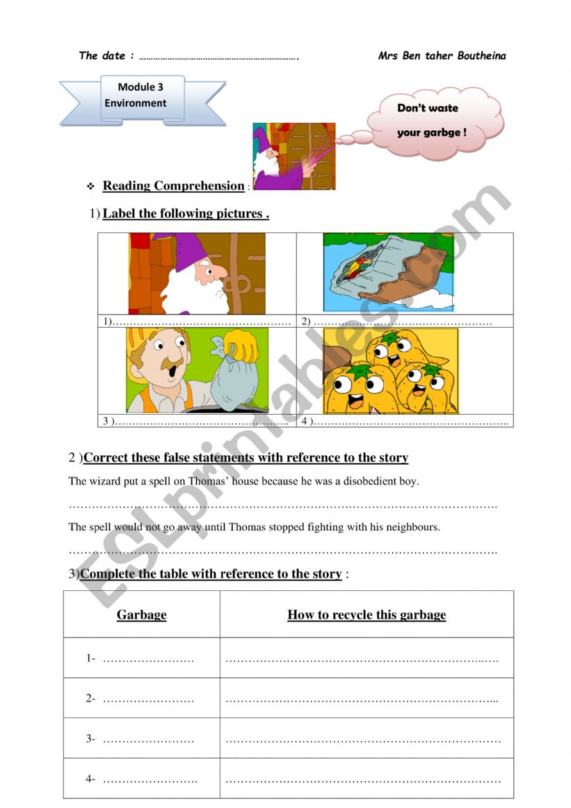 donÃ¯Â¿Â½t waste your garbage story questions