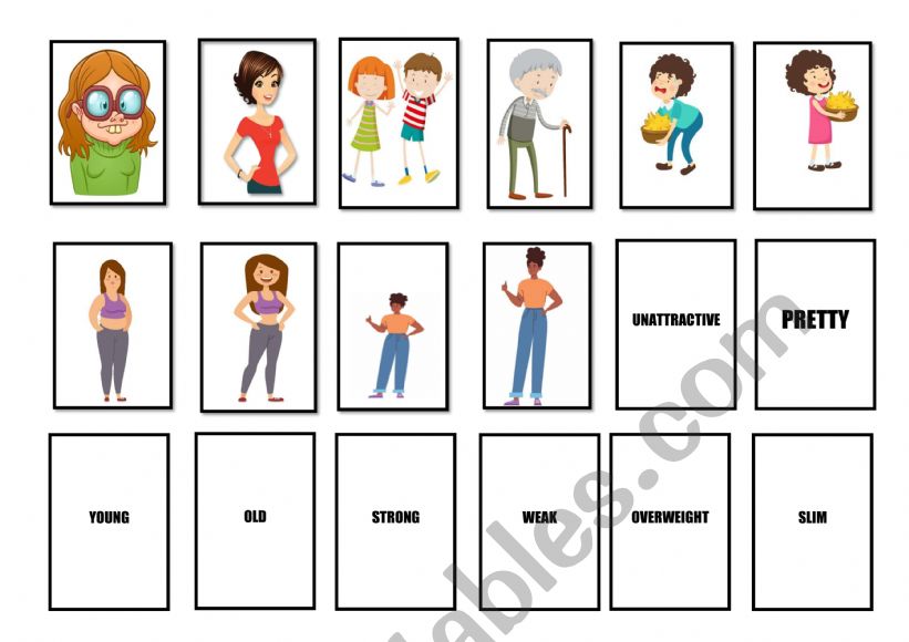 Memory game adjectives worksheet