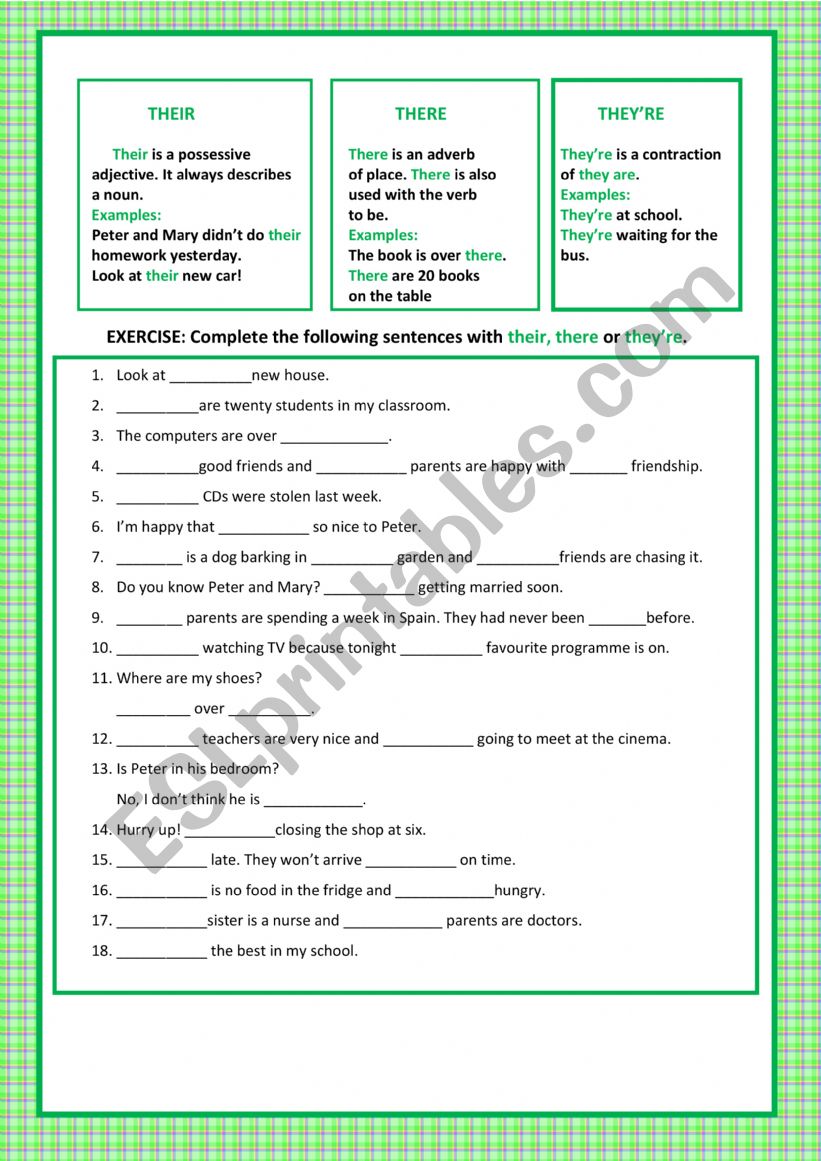 Their/ There and They�re worksheet