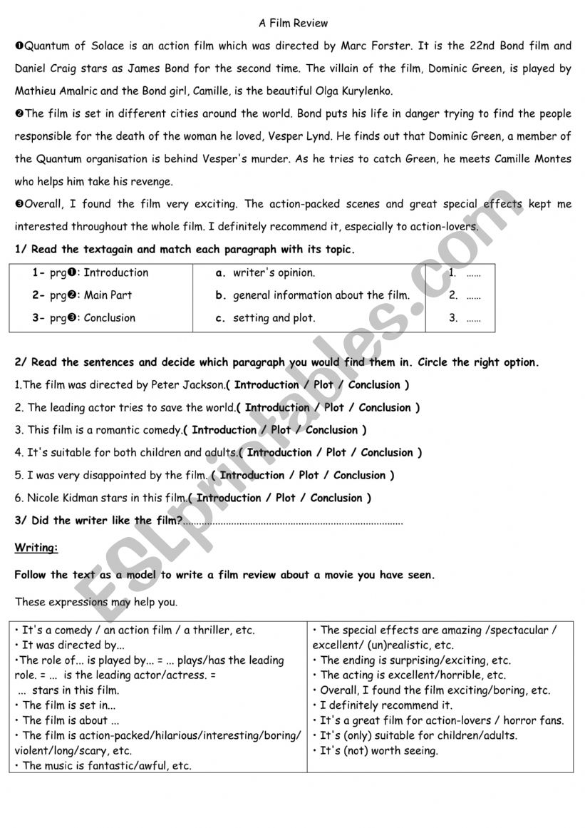 Let�s watch a film! worksheet