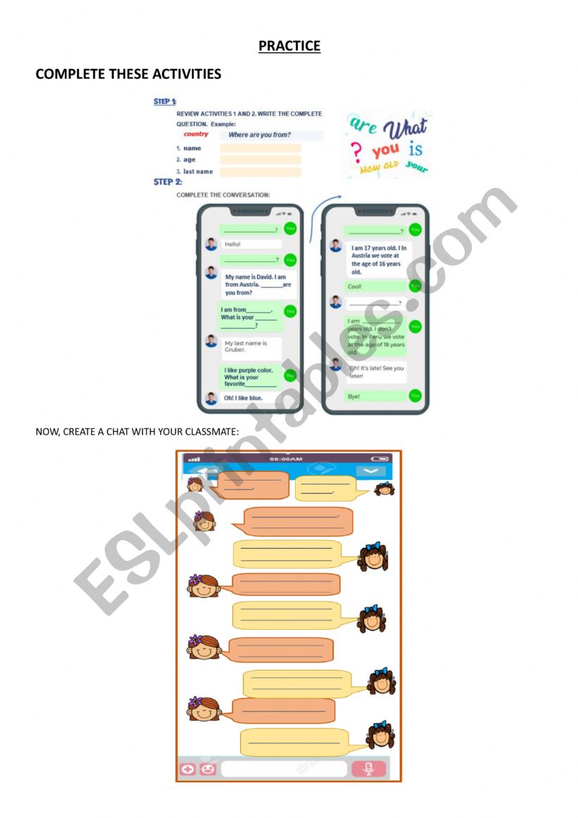 CHAT worksheet