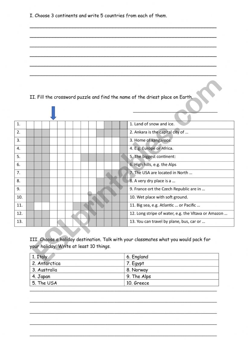 Group activities - geography, past simple and present perfect