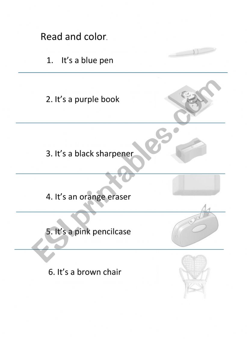 Read and Color worksheet