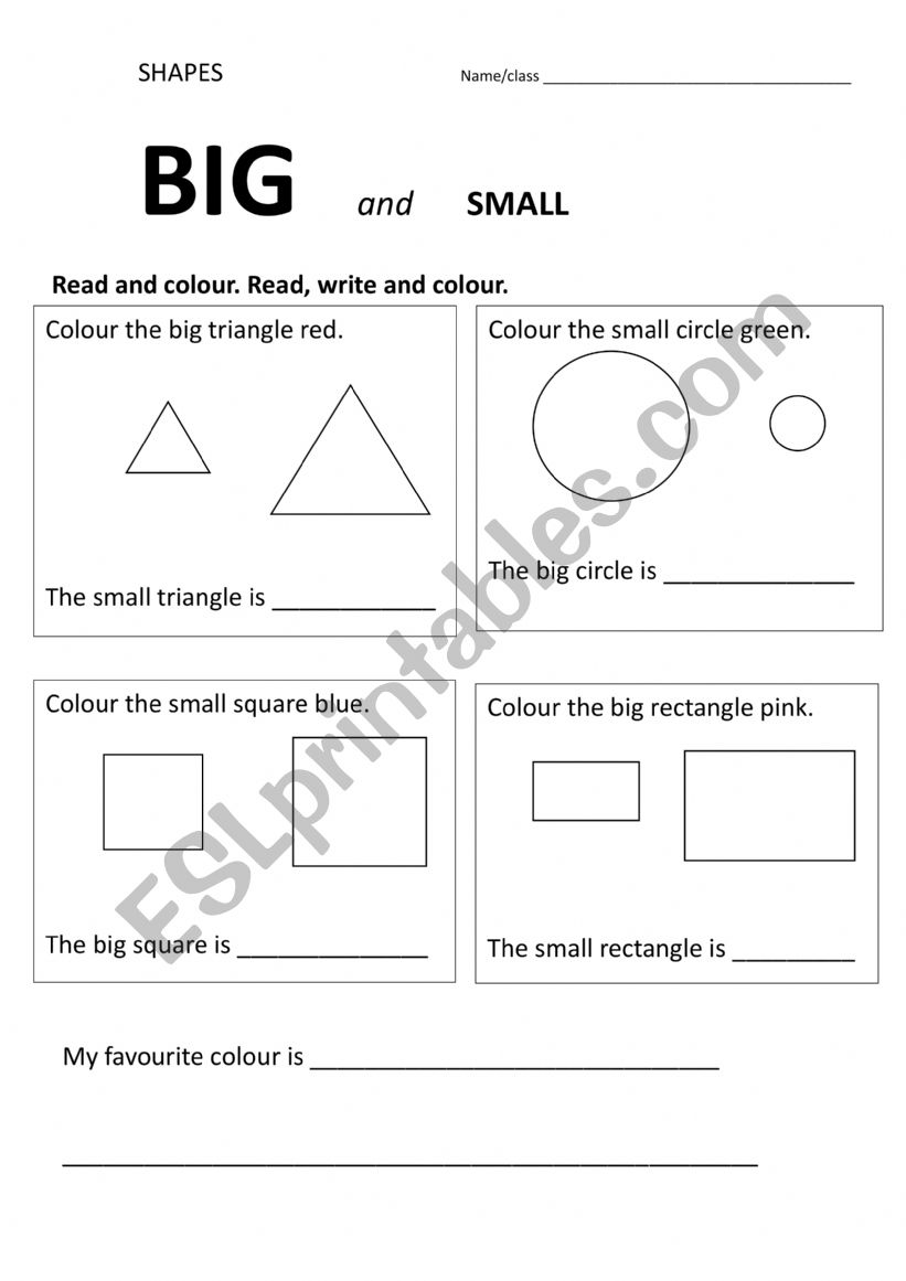 Shapes Big and Small worksheet