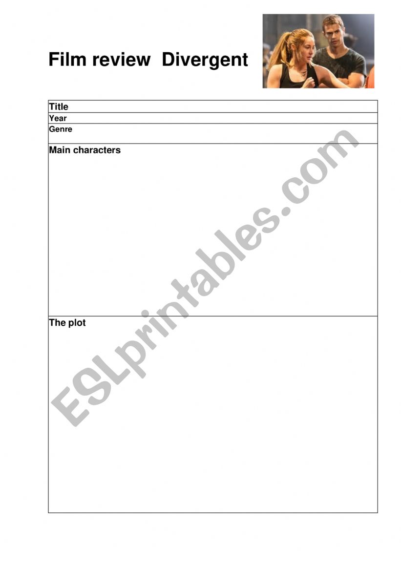 Divergent film review worksheet