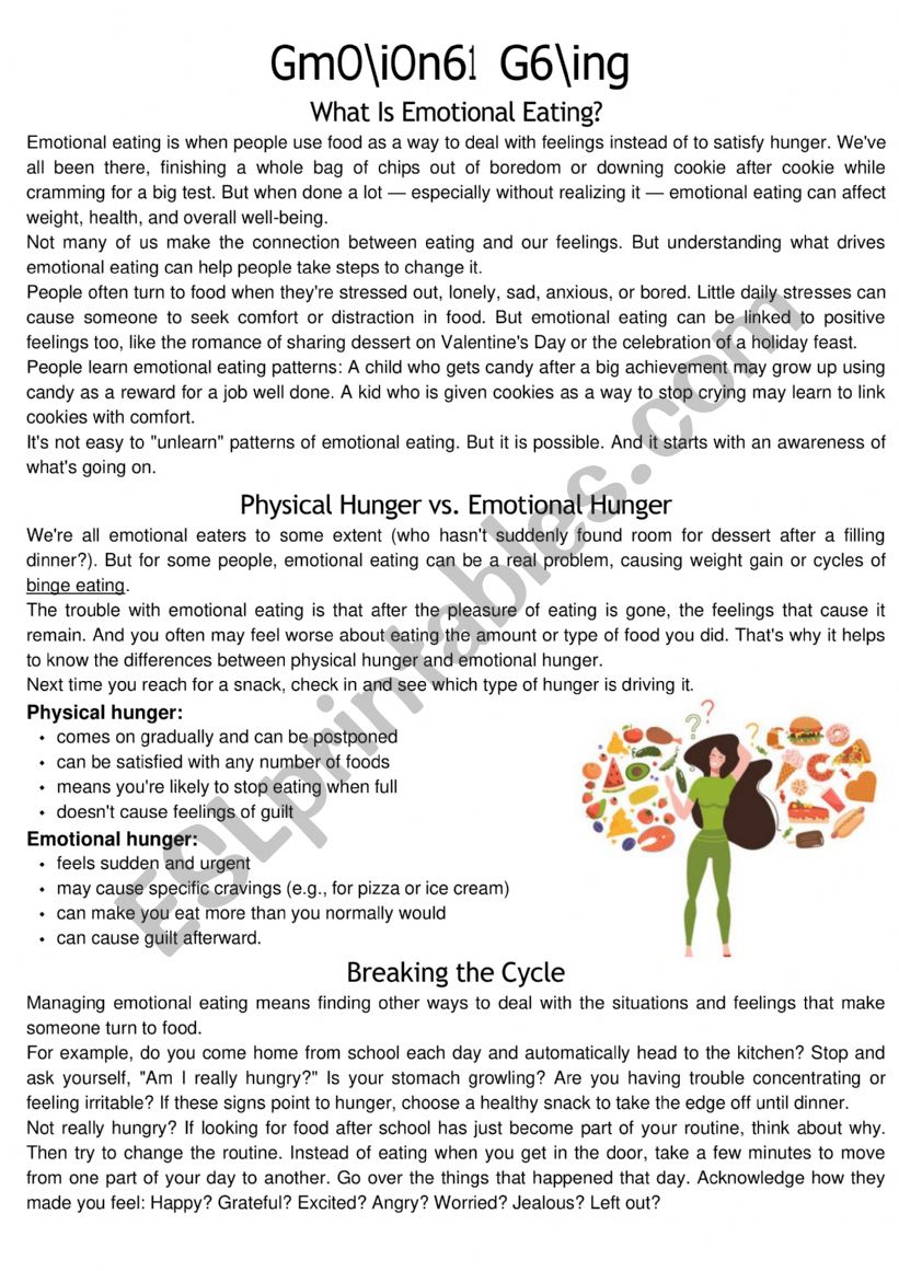 Emotional Eating worksheet