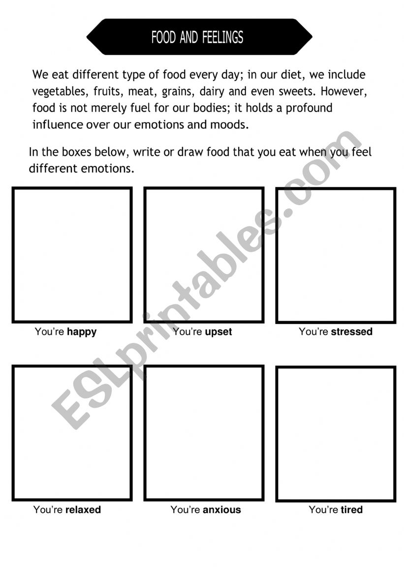 Food and feelings worksheet