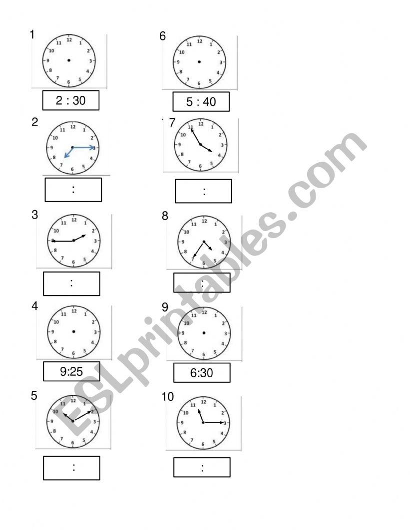 Telling time worksheet