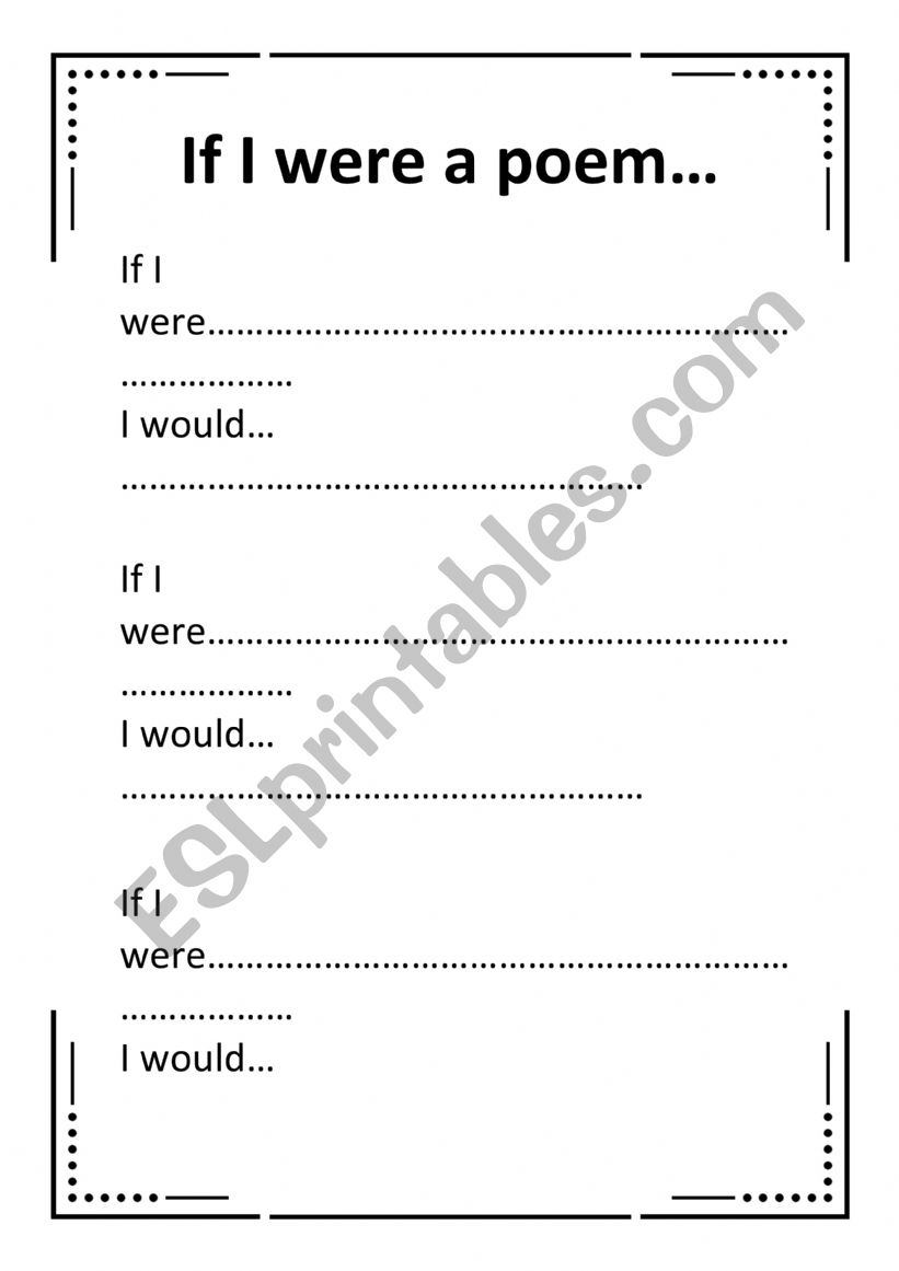 If I were.... poem worksheet