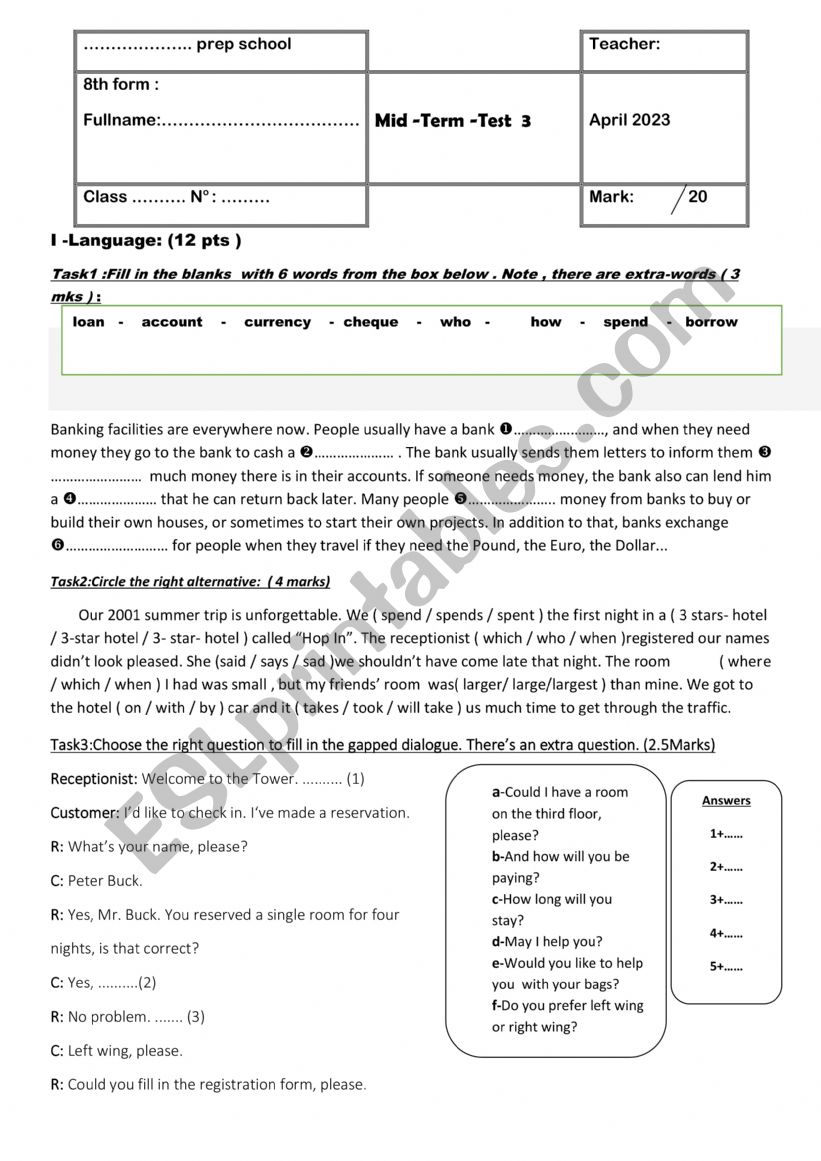 mid term test 3 worksheet